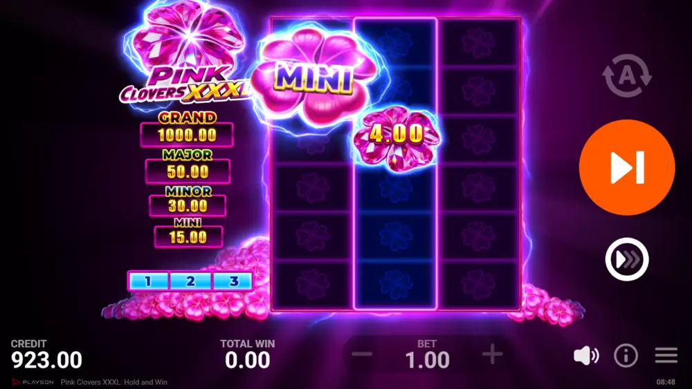 Super Collect Clover x5 multiplier in Pink Clovers XXXL slot by Playson on reel 2